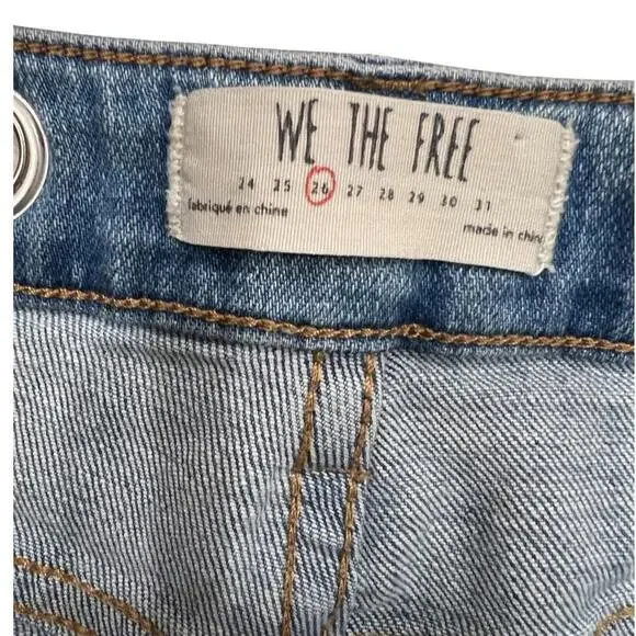 Free People Vintage Silver Rivet Jeans Ruff cut hem size 26 - Picture 4 of 11